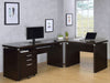 Skylar L - Shape Desk with Mobile File Cabinet Cappuccino - Walo Furniture