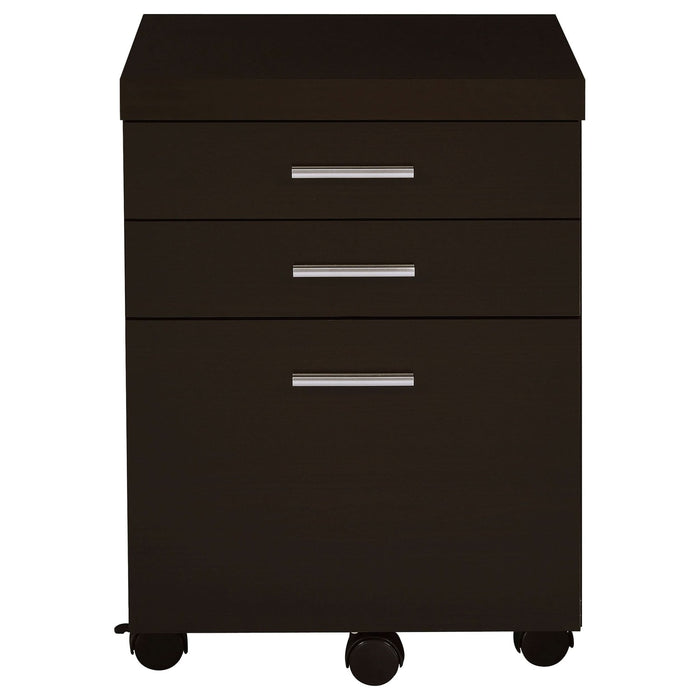 Skylar L - Shape Desk with Mobile File Cabinet Cappuccino - Walo Furniture