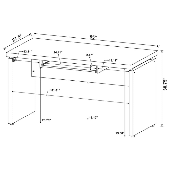 Skylar L - Shape Desk with Mobile File Cabinet Cappuccino - Walo Furniture