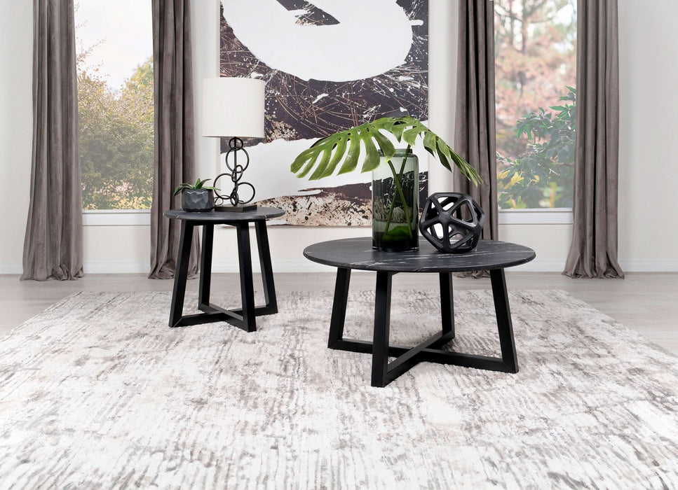 Skylark 2 - piece SmartTop Coffee and End Table Set Black - Walo Furniture