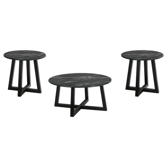 Skylark 3 - piece SmartTop Coffee and End Table Set Black - Walo Furniture