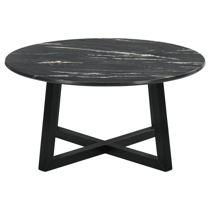 Skylark Round Marble - like SmartTop Coffee Table Black - Walo Furniture