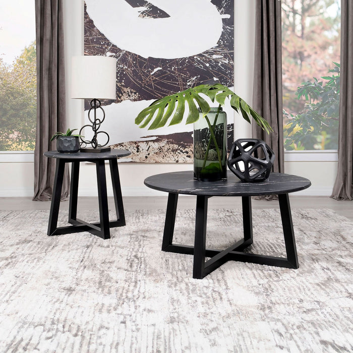 Skylark Round Marble - like SmartTop Coffee Table Black - Walo Furniture