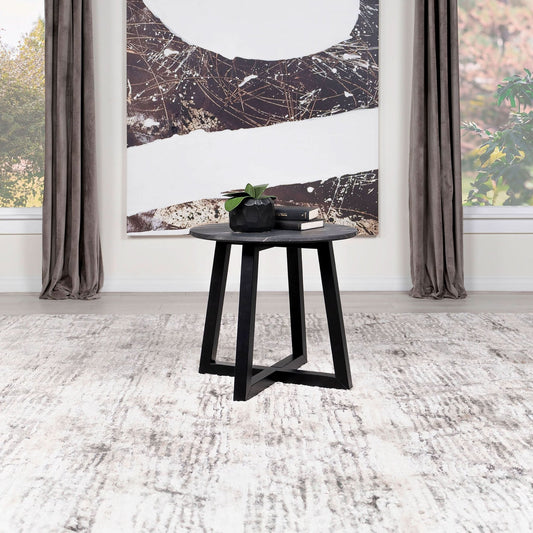 Skylark Round Marble - like SmartTop Side End Table Black - Walo Furniture