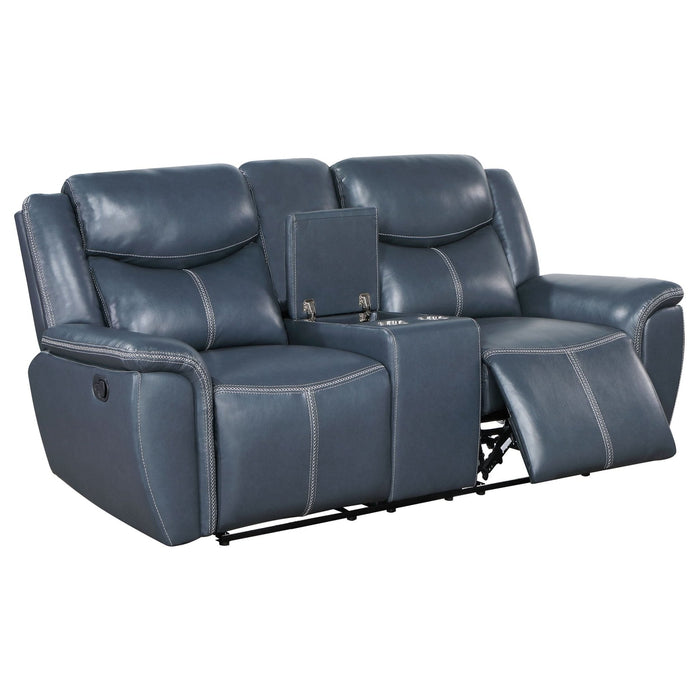 Sloane 2 - piece Upholstered Reclining Sofa Set Blue - Walo Furniture