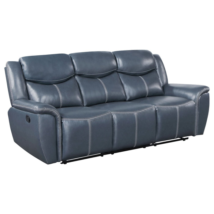 Sloane 2 - piece Upholstered Reclining Sofa Set Blue - Walo Furniture