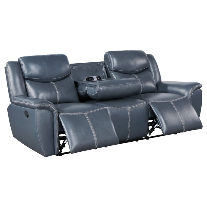 Sloane 2 - piece Upholstered Reclining Sofa Set Blue - Walo Furniture