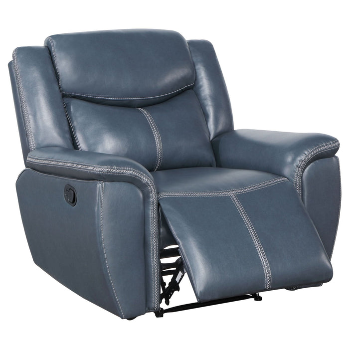 Sloane 3 - piece Upholstered Reclining Sofa Set Blue - Walo Furniture