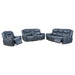 Sloane 3 - piece Upholstered Reclining Sofa Set Blue - Walo Furniture