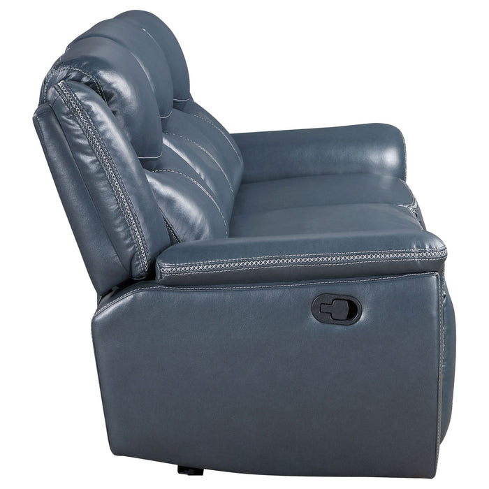 Sloane Upholstered Padded Arm Reclining Sofa Blue - Walo Furniture