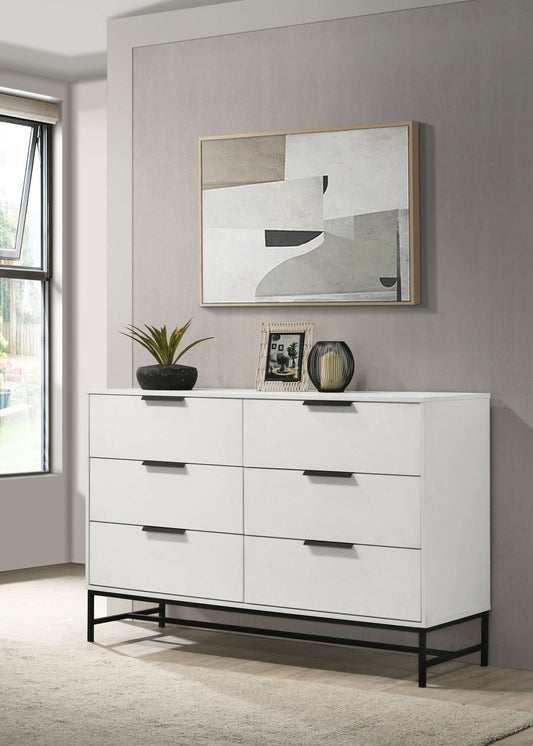 Sonora 6 - drawer Bedroom Dresser White - Walo Furniture