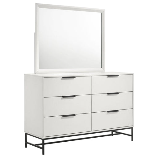 Sonora 6 - drawer Dresser with Mirror White - Walo Furniture