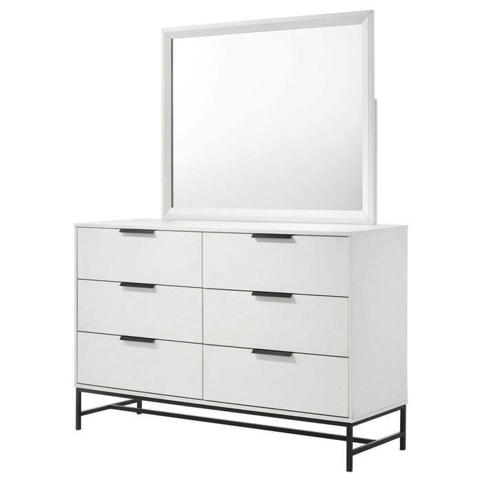 Sonora 6 - drawer Dresser with Mirror White - Walo Furniture