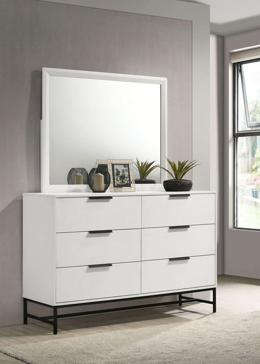 Sonora 6 - drawer Dresser with Mirror White - Walo Furniture