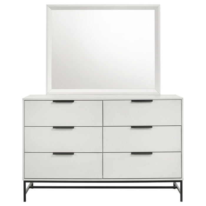 Sonora 6 - drawer Dresser with Mirror White - Walo Furniture