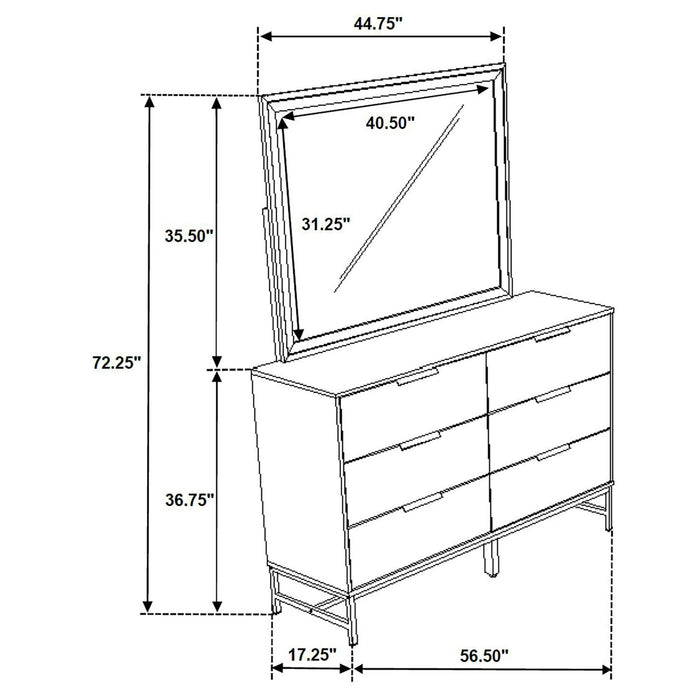 Sonora 6 - drawer Dresser with Mirror White - Walo Furniture