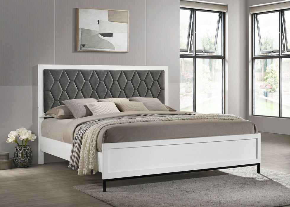 Sonora California King Upholstered Panel Bed White - Walo Furniture