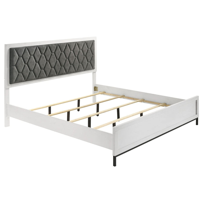 Sonora California King Upholstered Panel Bed White - Walo Furniture