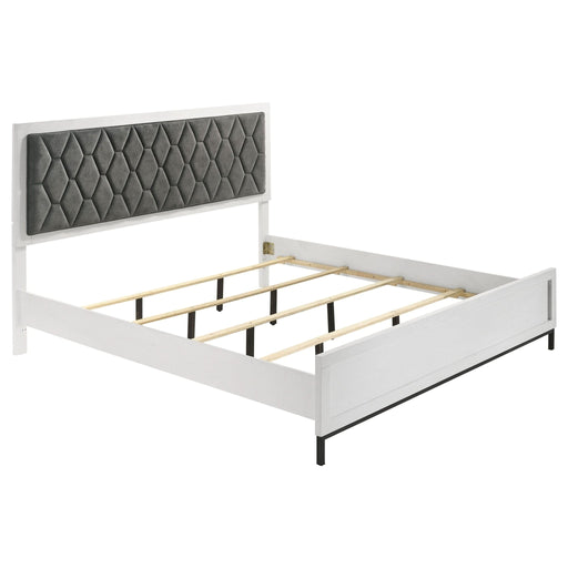 Sonora Eastern King Upholstered Panel Bed White - Walo Furniture