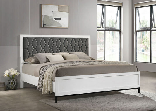 Sonora Eastern King Upholstered Panel Bed White - Walo Furniture