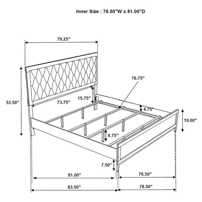 Sonora Eastern King Upholstered Panel Bed White - Walo Furniture