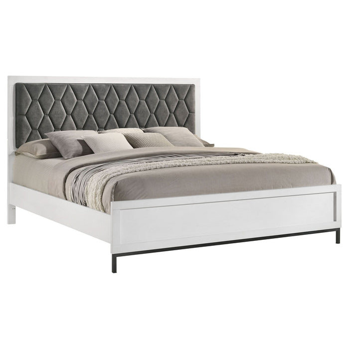 Sonora Eastern King Upholstered Panel Bed White - Walo Furniture