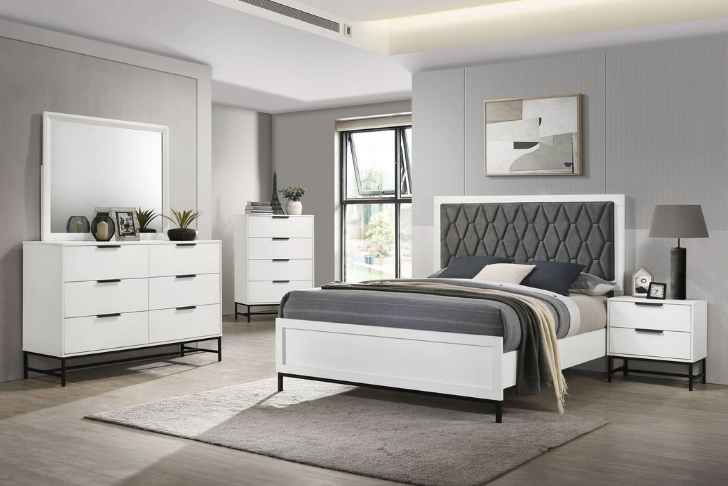 Sonora Eastern King Upholstered Panel Bed White - Walo Furniture