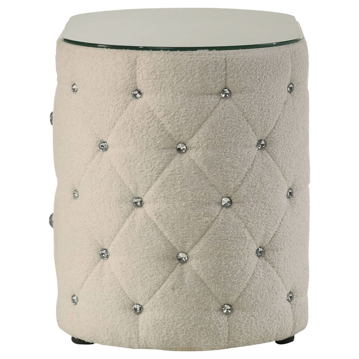 Sonya 2 - drawer Upholstered Nightstand Bedside Table Ivory - Walo Furniture