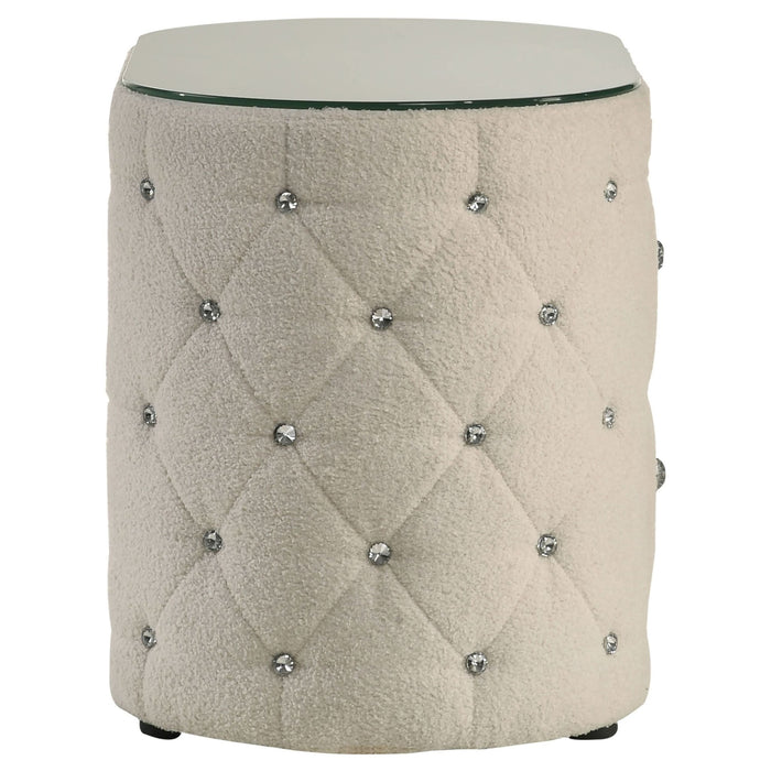 Sonya 2 - drawer Upholstered Nightstand Bedside Table Ivory - Walo Furniture