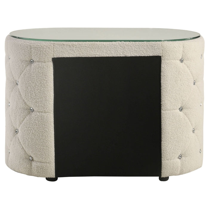 Sonya 2 - drawer Upholstered Nightstand Bedside Table Ivory - Walo Furniture