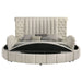 Sonya Upholstered Eastern King Round Storage Bed Ivory - Walo Furniture