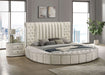 Sonya Upholstered Eastern King Round Storage Bed Ivory - Walo Furniture