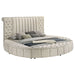 Sonya Upholstered Queen Round Storage Bed Ivory - Walo Furniture