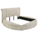 Sonya Upholstered Queen Round Storage Bed Ivory - Walo Furniture