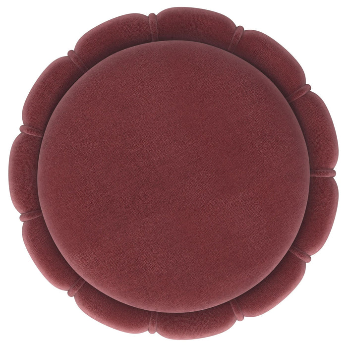 Sora Round Upholstered Ottoman Berry - Walo Furniture