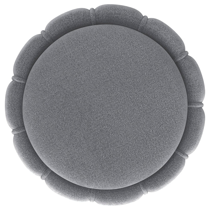 Sora Round Upholstered Ottoman Grey - Walo Furniture