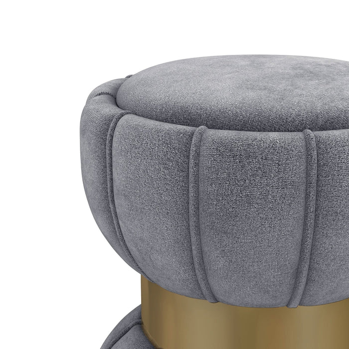 Sora Round Upholstered Ottoman Grey - Walo Furniture