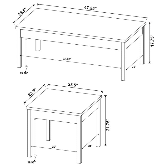 Stacie 3 - piece Coffee Table Set Distressed Pine and White - Walo Furniture