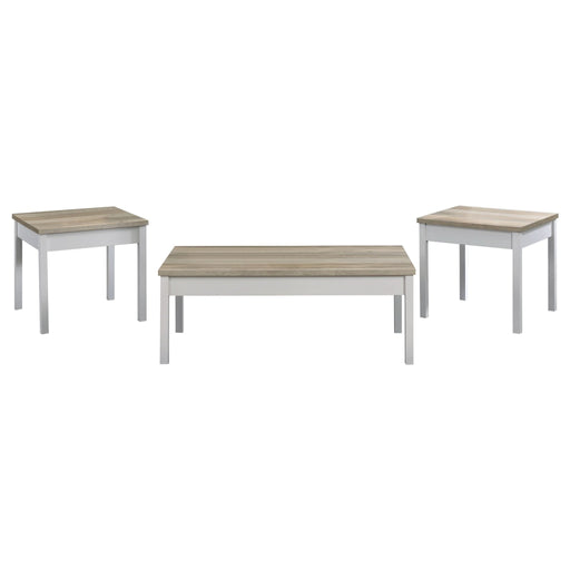 Stacie 3 - piece Coffee Table Set Distressed Pine and White - Walo Furniture