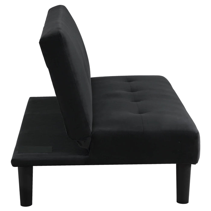 Stanford Upholstered Tufted Convertible Sofa Bed Black - Walo Furniture