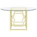 Starlight Round 54 - inch Glass Top Metal Dining Table Brass - Walo Furniture