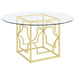 Starlight Round 54 - inch Glass Top Metal Dining Table Brass - Walo Furniture