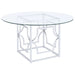 Starlight Round 54 - inch Glass Top Metal Dining Table Chrome - Walo Furniture