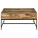 Stephie 4 - drawer Square Glass Top Coffee Table Honey Brown - Walo Furniture