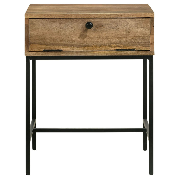 Stephie Rectangular Side End Table with Storage Honey Brown - Walo Furniture