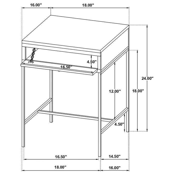 Stephie Rectangular Side End Table with Storage Honey Brown - Walo Furniture