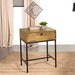 Stephie Rectangular Side End Table with Storage Honey Brown - Walo Furniture