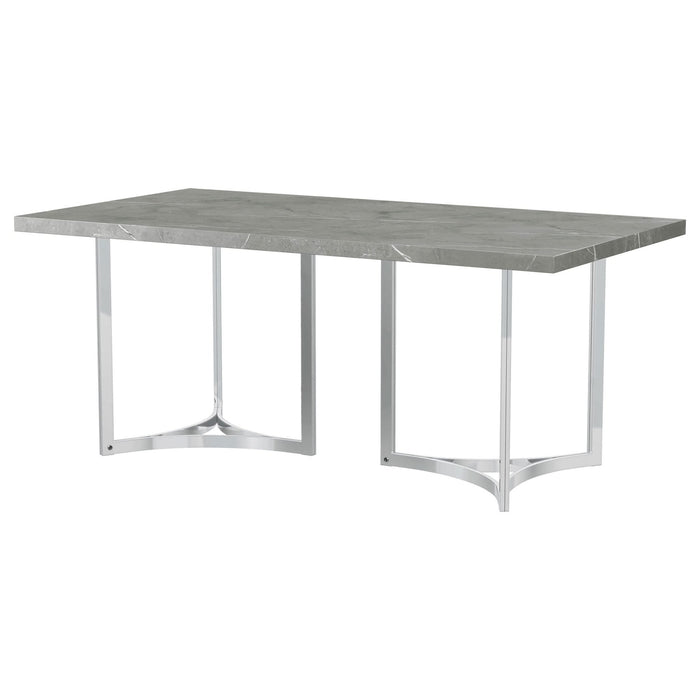 Sterling 72 - inch Rectangular Dining Table Grey Faux Marble - Walo Furniture