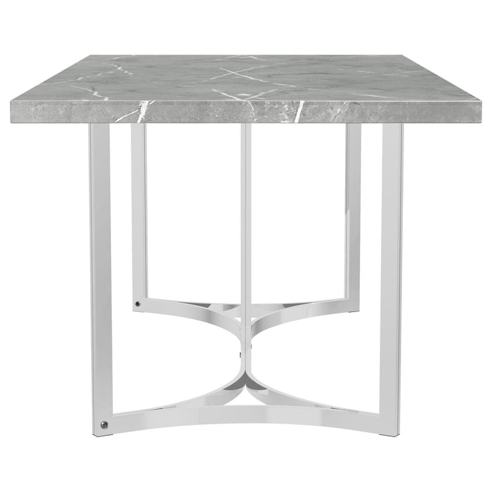 Sterling 72 - inch Rectangular Dining Table Grey Faux Marble - Walo Furniture