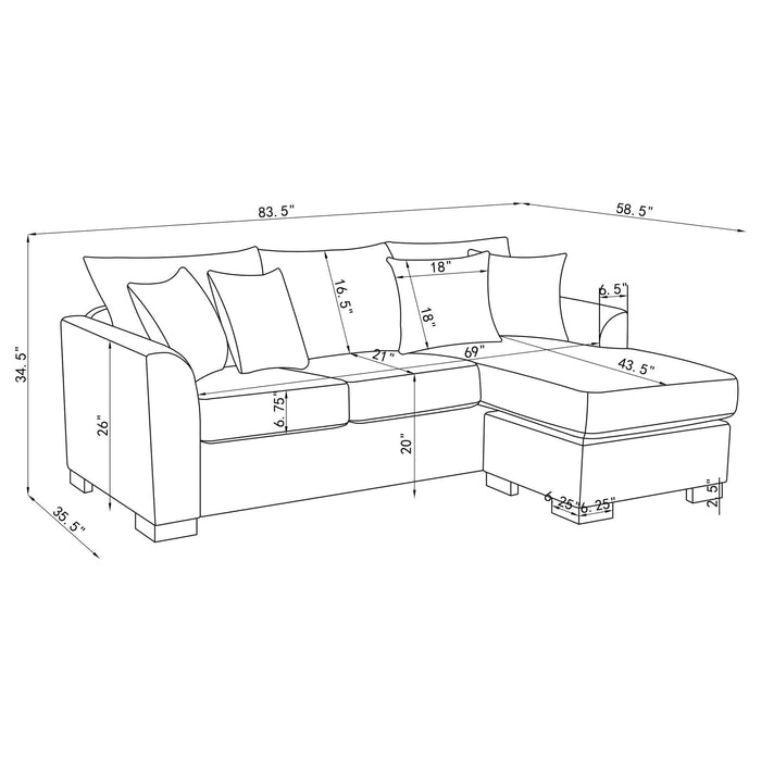 Storey Upholstered Sleeper Sectional Chaise Sofa Camel - Walo Furniture